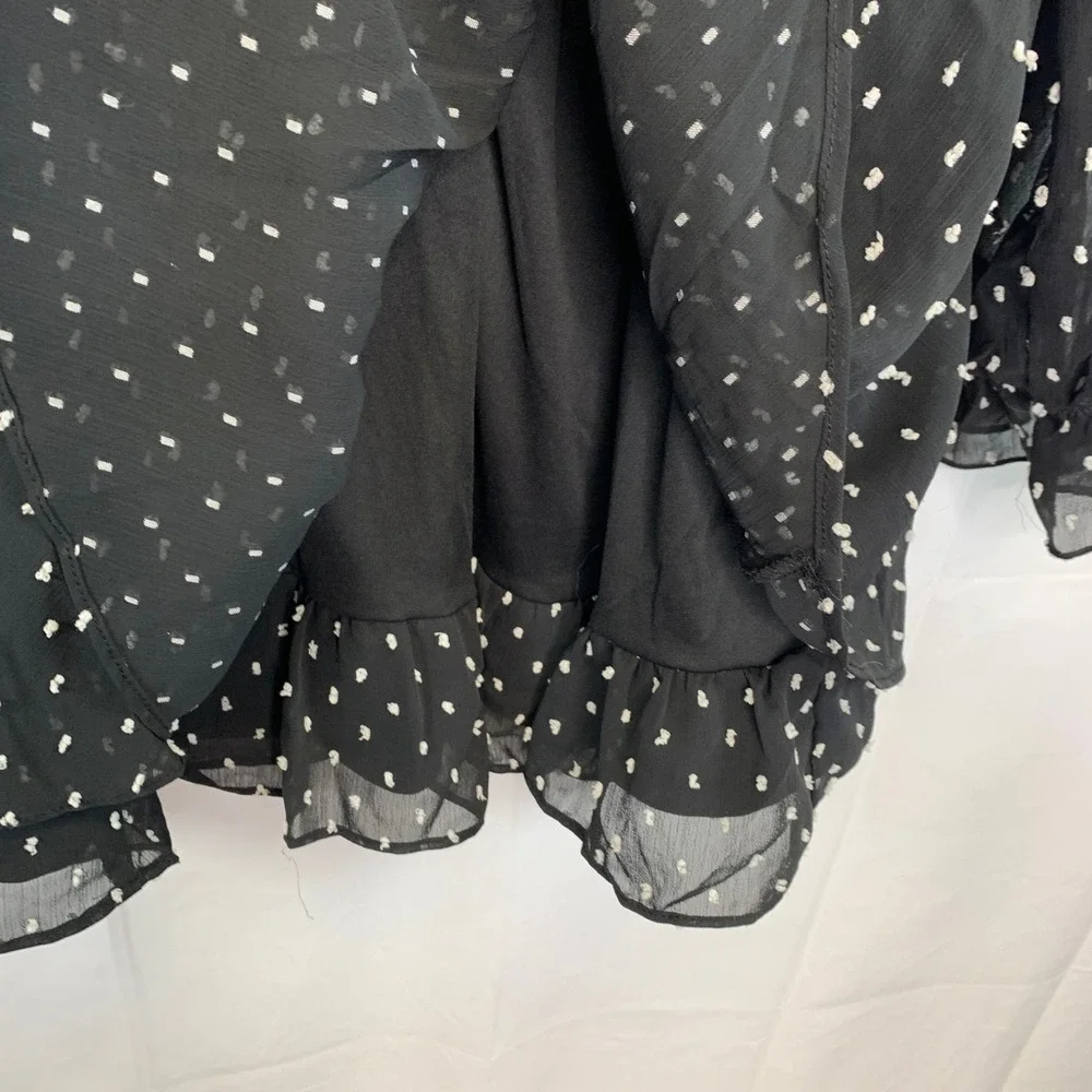 Thirty/Thirty Black Mini Dress Polka‎ Dot Sheer Fairycore Whimsigoth XL
